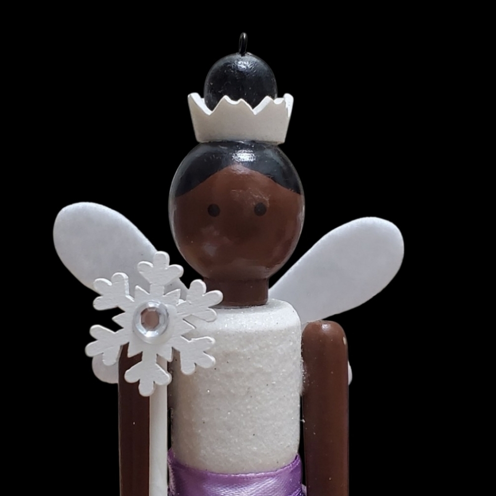 Christmas Tree Orniments Sparkling Set Of 3 Wooden Fairy Princess Figurines - Picture 2 of 12